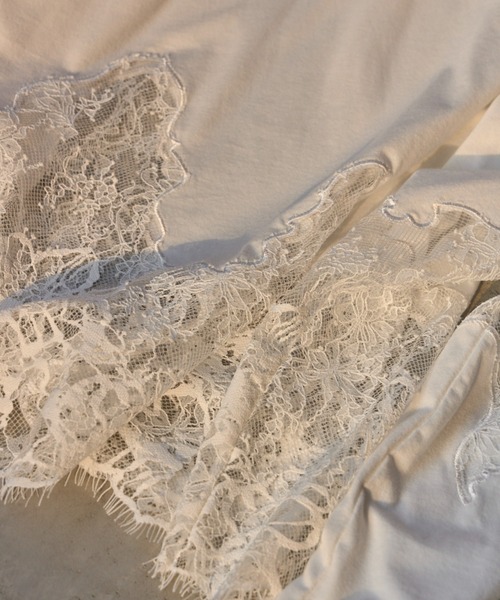JOSE MOON(ジョゼムーン)の「LACE DOCKING LONG TEE/レースドッキングロングT(Tシャツ/カットソー・レディース・ライトピンク/ブラック/ホワイト/グレー・FREE)」の15枚目の写真
