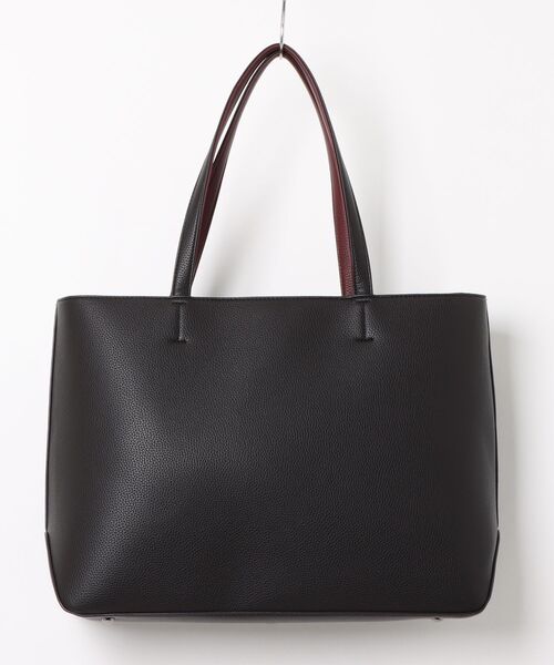 TAKA-Q(タカキュー)の「トート バッグ メンズ ビジネス 鞄 A4対応 クッションポケット シュリンク 型押し 合成皮革(トートバッグ・メンズ・ブラック/ダークウッド・FREE)」の3枚目の写真