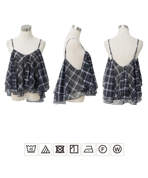 KOBE LETTUCE(コウベレタス)の「チェック柄シアービスチェ(キャミソール・レディース・ブラウン/ブラック・M)」の8枚目の写真