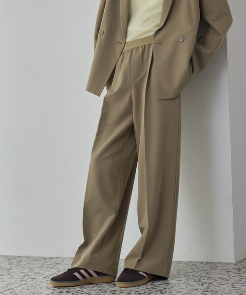 GALLEST（ギャレスト）の「Comfy Set Up｜イージーストレートワイドパンツ【セットアップ対応／通勤／カセット服】（その他パンツ・レディース・ブラック/ベージュ/ダークグレー・34/36/38/40）」の3枚目の写真