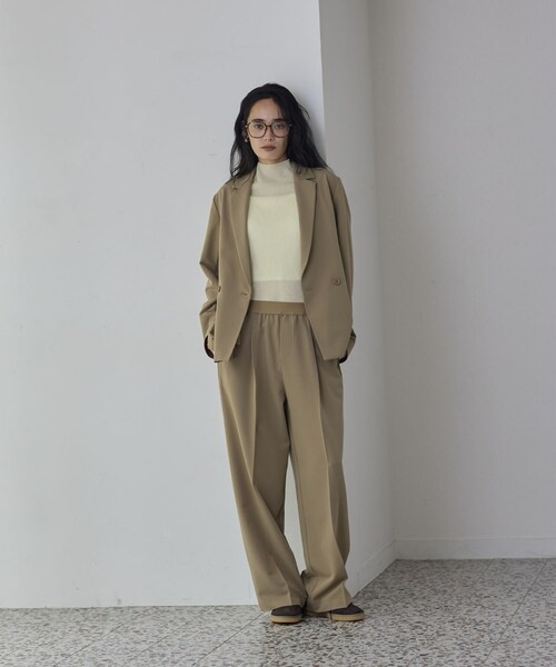 GALLEST（ギャレスト）の「Comfy Set Up｜イージーストレートワイドパンツ【セットアップ対応／通勤／カセット服】（その他パンツ・レディース・ブラック/ベージュ/ダークグレー・34/36/38/40）」の4枚目の写真