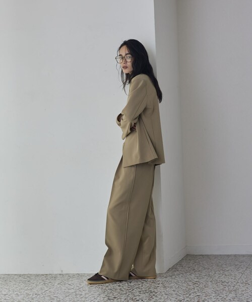 GALLEST（ギャレスト）の「Comfy Set Up｜イージーストレートワイドパンツ【セットアップ対応／通勤／カセット服】（その他パンツ・レディース・ブラック/ベージュ/ダークグレー・34/36/38/40）」の5枚目の写真