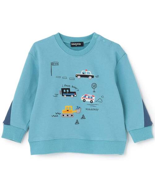 kladskap(クレードスコープ)の「【人気商品再入荷】【直営店で取り扱い無し】働く車×道路トレーナー(スウェット・キッズ・ターコイズブルー/レッド・100cm/120cm/90cm/110cm)」の1枚目の写真