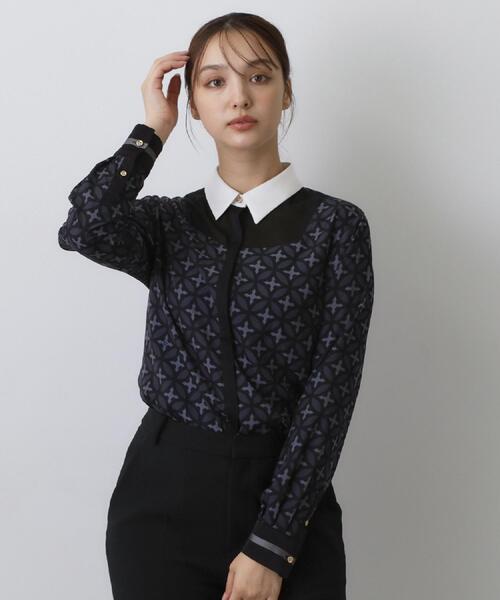 DRESSTERIOR(ドレステリア)の「オーバーラップサークル シアーデコルテシャツ(シャツ/ブラウス・レディース・ブラック・38/36/34)」の4枚目の写真