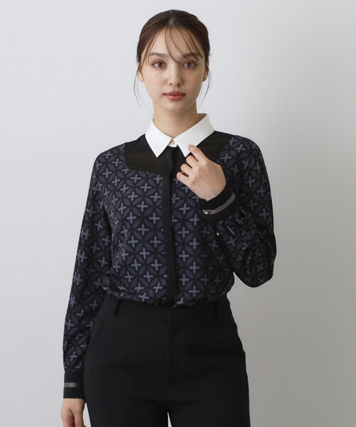 DRESSTERIOR(ドレステリア)の「オーバーラップサークル シアーデコルテシャツ(シャツ/ブラウス・レディース・ブラック・38/36/34)」の6枚目の写真