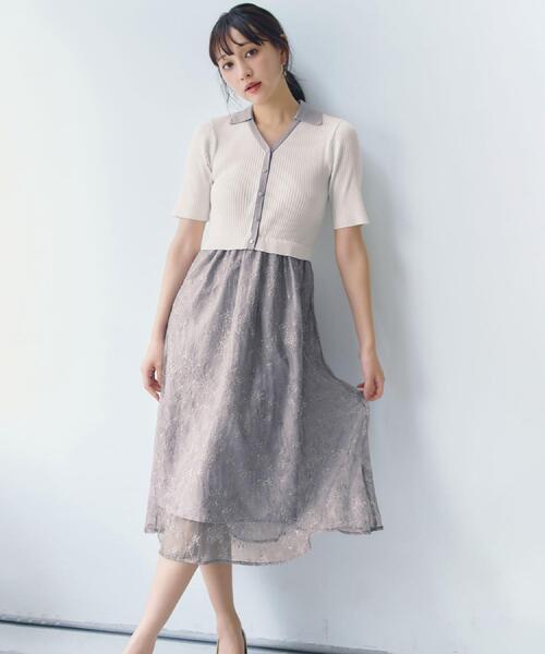 index(インデックス)の「花柄ドッキング衿付きワンピース【洗濯機OK】(ワンピース・レディース・ブラック/オフホワイト/ナチュラル・42/40/38/36)」の17枚目の写真