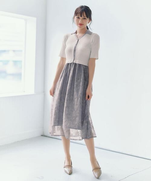 index(インデックス)の「花柄ドッキング衿付きワンピース【洗濯機OK】(ワンピース・レディース・ブラック/オフホワイト/ナチュラル・42/40/38/36)」の18枚目の写真