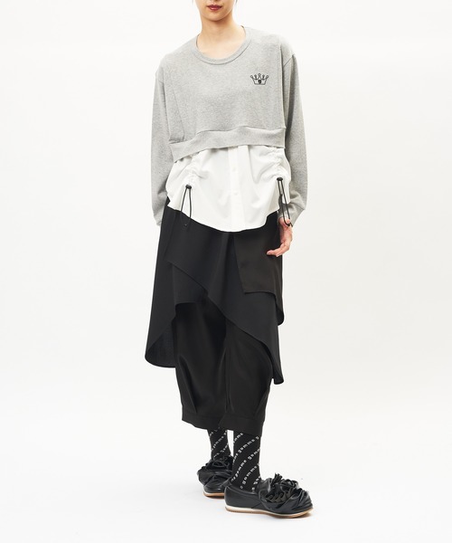 gomme(ゴム)の「ドロストシャツドッキングT(Tシャツ/カットソー・レディース・ブラック/トップグレー・MEDIUM)」の3枚目の写真