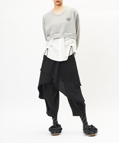 gomme(ゴム)の「ドロストシャツドッキングT(Tシャツ/カットソー・レディース・ブラック/トップグレー・MEDIUM)」の4枚目の写真