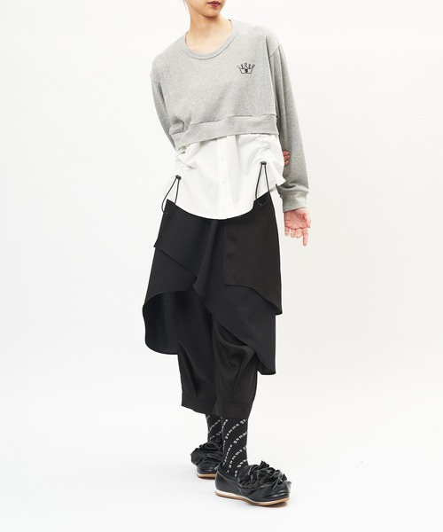 gomme(ゴム)の「ドロストシャツドッキングT(Tシャツ/カットソー・レディース・ブラック/トップグレー・MEDIUM)」の5枚目の写真