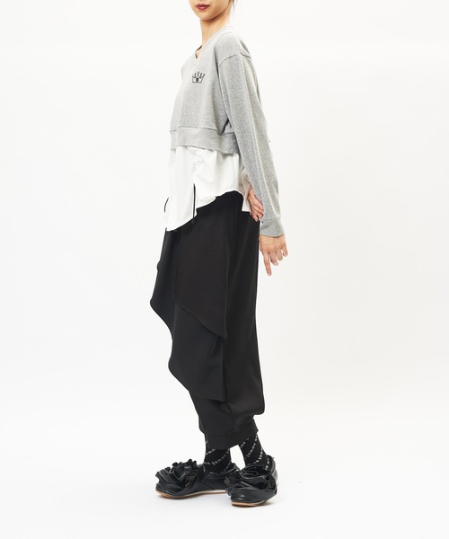 gomme(ゴム)の「ドロストシャツドッキングT(Tシャツ/カットソー・レディース・ブラック/トップグレー・MEDIUM)」の6枚目の写真