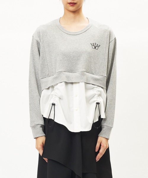 gomme(ゴム)の「ドロストシャツドッキングT(Tシャツ/カットソー・レディース・ブラック/トップグレー・MEDIUM)」の10枚目の写真