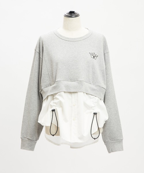 gomme(ゴム)の「ドロストシャツドッキングT(Tシャツ/カットソー・レディース・ブラック/トップグレー・MEDIUM)」の13枚目の写真