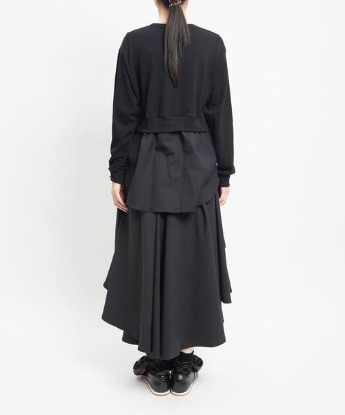 gomme(ゴム)の「ドロストシャツドッキングT(Tシャツ/カットソー・レディース・ブラック/トップグレー・MEDIUM)」の9枚目の写真