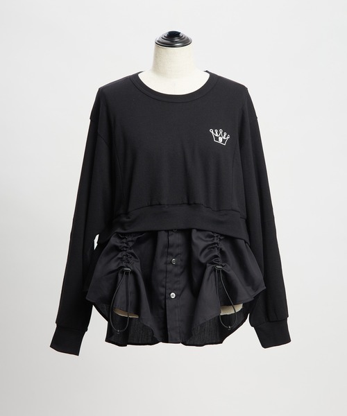 gomme(ゴム)の「ドロストシャツドッキングT(Tシャツ/カットソー・レディース・ブラック/トップグレー・MEDIUM)」の21枚目の写真