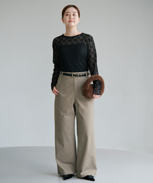 IENA(イエナ)の「ハイツイストコットンワイドパンツ(その他パンツ・レディース・オリーブ/ラベンダー・38/36/34)」の21枚目の写真