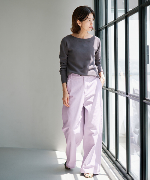 IENA(イエナ)の「ハイツイストコットンワイドパンツ(その他パンツ・レディース・オリーブ/ラベンダー・38/36/34)」の6枚目の写真