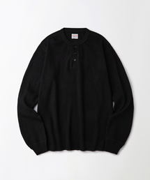 THERMAL VINTAGE HENLEY NECK LONG SLEEVE TEE_BLACK