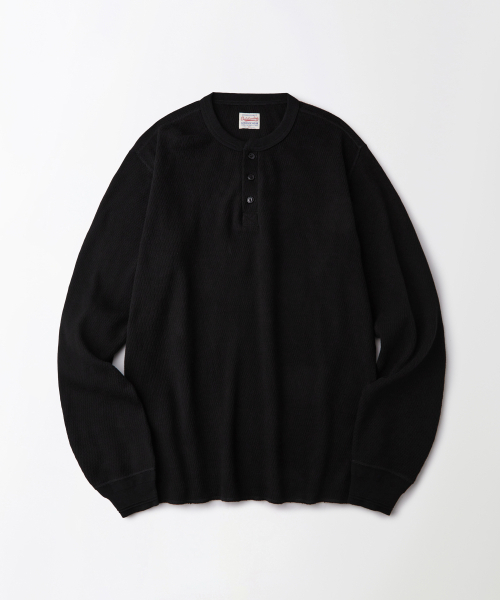 OUTSTANDING(アウトスタンディング)の「THERMAL VINTAGE HENLEY NECK LONG SLEEVE TEE_BLACK(Tシャツ/カットソー・メンズ・その他・LARGE/MEDIUM/X-LARGE)」の1枚目の写真