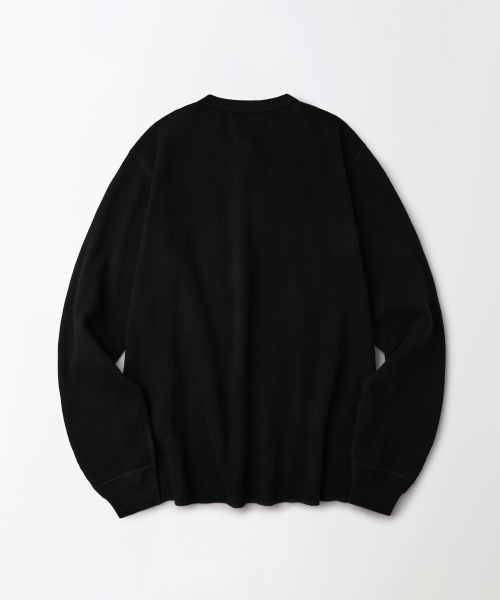 OUTSTANDING(アウトスタンディング)の「THERMAL VINTAGE HENLEY NECK LONG SLEEVE TEE_BLACK(Tシャツ/カットソー・メンズ・その他・LARGE/MEDIUM/X-LARGE)」の2枚目の写真