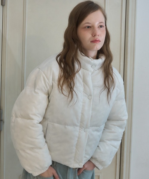 Birthday room(バースデイルーム)の「ドット中綿ジャケット/Jacket with a bold dot pattern(ダウンジャケット/コート・レディース・ライトブルー/ホワイト/ブラック・FREE)」の5枚目の写真