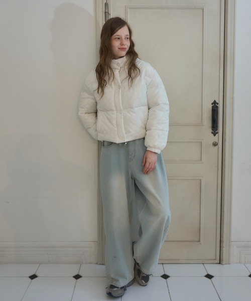 Birthday room(バースデイルーム)の「ドット中綿ジャケット/Jacket with a bold dot pattern(ダウンジャケット/コート・レディース・ライトブルー/ホワイト/ブラック・FREE)」の10枚目の写真
