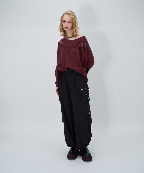 HARE(ハレ)の「2wayレースキリカエBIGTシャツ(HARE)(Tシャツ/カットソー・レディース・ブラック・FREE)」の4枚目の写真