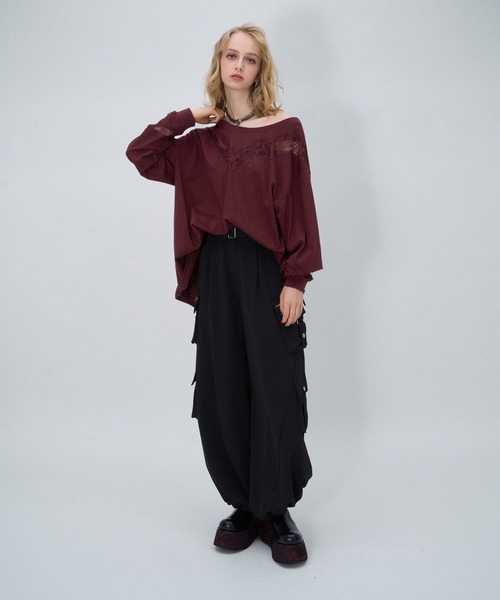 HARE(ハレ)の「2wayレースキリカエBIGTシャツ(HARE)(Tシャツ/カットソー・レディース・ブラック・FREE)」の6枚目の写真