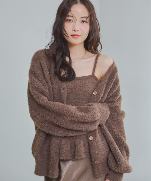 mysty woman(ミスティウーマン)の「シャギーアンサンブルニット 1087977(カーディガン/ボレロ・レディース・ブラウン/イエロー/ブラック/オフホワイト・FREE)」の19枚目の写真