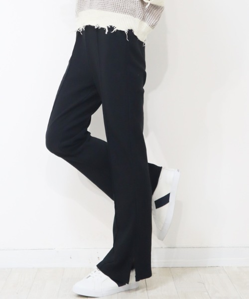 teeshyne着用 luvstjrフレアパンツ ブラック ホワイト Sサイズ LVEU