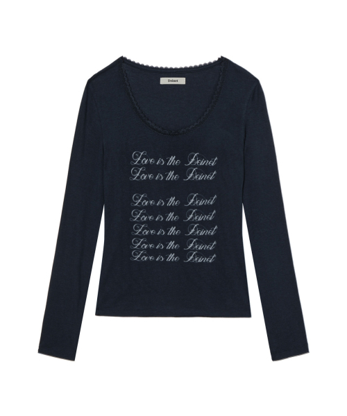 DEINET(ダイニット)の「LOVE IS THE LACE LONG SLEEVE IN NAVY(Tシャツ/カットソー・レディース・その他・FREE)」の1枚目の写真