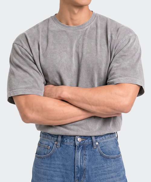 AFRESH(アフレッシュ)の「ウォッシュドPIGMENTルーズフィットショートスリーブ_2color(Tシャツ/カットソー・メンズ・グレー/チャコールグレー・XX-LARGE/MEDIUM/LARGE/X-LARGE)」の1枚目の写真
