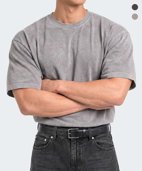 AFRESH(アフレッシュ)の「ウォッシュドPIGMENTルーズフィットショートスリーブ_2color(Tシャツ/カットソー・メンズ・グレー/チャコールグレー・XX-LARGE/MEDIUM/LARGE/X-LARGE)」の4枚目の写真