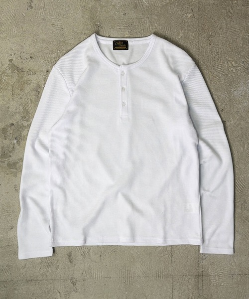Coffee & Cigarettes(コーヒーアンドシガレッツ)の「9A1 【STANDARD FIT】Waffle Henley Long Sleeve T-Shirt(Tシャツ/カットソー・メンズ・ブラック/ホワイト/ヘザーグレー・M/L/XL)」の1枚目の写真