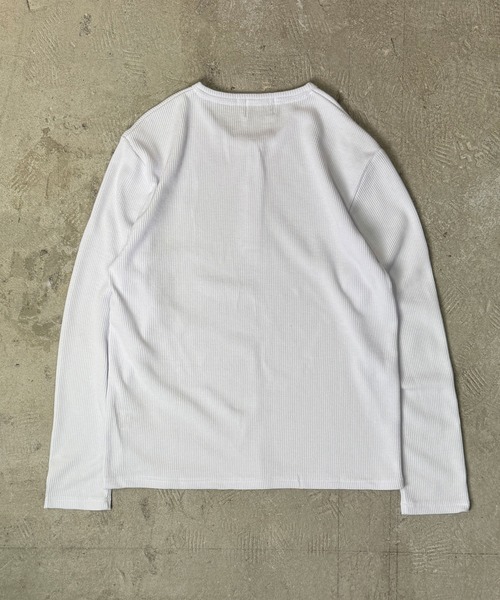 Coffee & Cigarettes(コーヒーアンドシガレッツ)の「9A1 【STANDARD FIT】Waffle Henley Long Sleeve T-Shirt(Tシャツ/カットソー・メンズ・ブラック/ホワイト/ヘザーグレー・M/L/XL)」の5枚目の写真