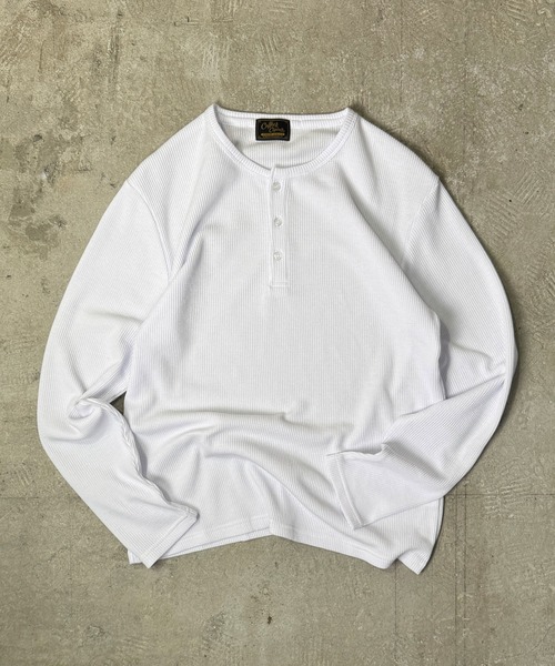 Coffee & Cigarettes(コーヒーアンドシガレッツ)の「9A1 【STANDARD FIT】Waffle Henley Long Sleeve T-Shirt(Tシャツ/カットソー・メンズ・ブラック/ホワイト/ヘザーグレー・M/L/XL)」の6枚目の写真