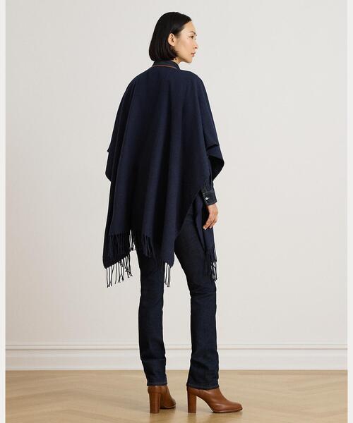 LAUREN RALPH LAUREN（ローレン ラルフ ローレン）の「バックルトリム ヘリンボーン ルアナ（ポンチョ・レディース・ネイビー系1・ONE）」の4枚目の写真