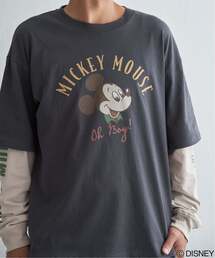 Disney ディズニー ミッキーマウスデザイン 袖レイヤードロンT