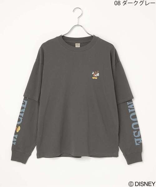 VENCEEXCHANGE（ヴァンスエクスチェンジ）の「Disney ディズニー ミッキーマウスデザイン 袖レイヤードロンＴ（Tシャツ/カットソー・メンズ・アイボリー/ダークグレー/ブラック/オフホワイト・M/L）」の8枚目の写真
