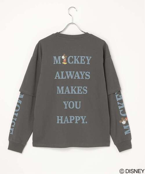 VENCEEXCHANGE（ヴァンスエクスチェンジ）の「Disney ディズニー ミッキーマウスデザイン 袖レイヤードロンＴ（Tシャツ/カットソー・メンズ・アイボリー/ダークグレー/ブラック/オフホワイト・M/L）」の9枚目の写真