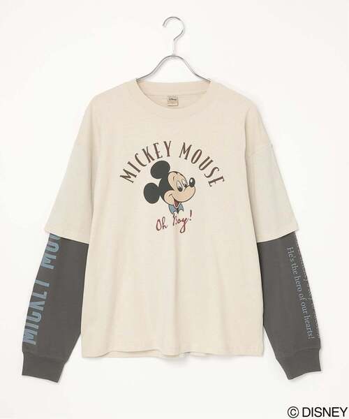 VENCEEXCHANGE（ヴァンスエクスチェンジ）の「Disney ディズニー ミッキーマウスデザイン 袖レイヤードロンＴ（Tシャツ/カットソー・メンズ・アイボリー/ダークグレー/ブラック/オフホワイト・M/L）」の10枚目の写真