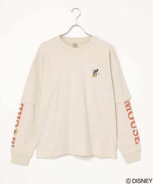 VENCEEXCHANGE（ヴァンスエクスチェンジ）の「Disney ディズニー ミッキーマウスデザイン 袖レイヤードロンＴ（Tシャツ/カットソー・メンズ・アイボリー/ダークグレー/ブラック/オフホワイト・M/L）」の12枚目の写真