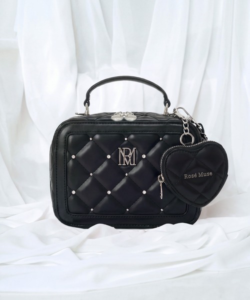 Rose Muse(ロゼミューズ)の「RM point vanity bag with heart pouch(ショルダーバッグ・レディース・ピンク/ブラック/アイボリー・FREE)」の2枚目の写真