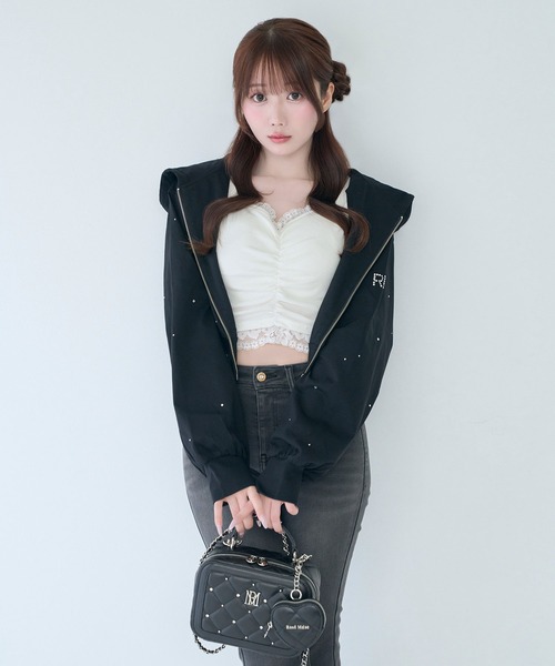 Rose Muse(ロゼミューズ)の「RM point vanity bag with heart pouch(ショルダーバッグ・レディース・ピンク/ブラック/アイボリー・FREE)」の4枚目の写真