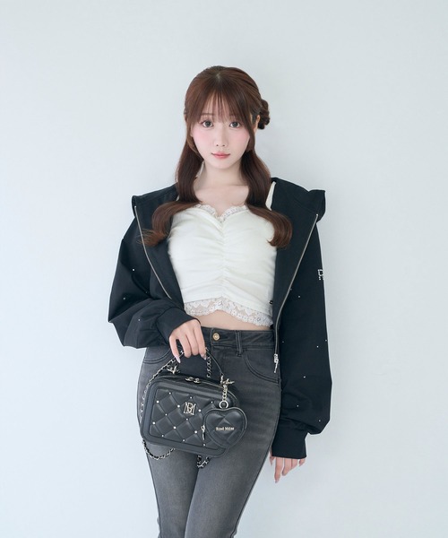 Rose Muse(ロゼミューズ)の「RM point vanity bag with heart pouch(ショルダーバッグ・レディース・ピンク/ブラック/アイボリー・FREE)」の5枚目の写真