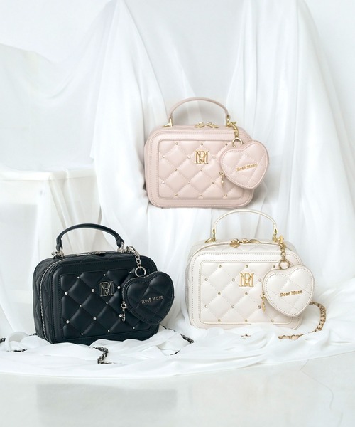Rose Muse(ロゼミューズ)の「RM point vanity bag with heart pouch(ショルダーバッグ・レディース・ピンク/ブラック/アイボリー・FREE)」の12枚目の写真