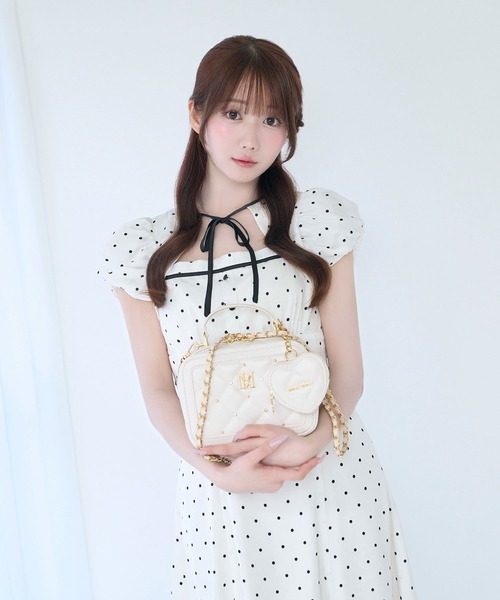 Rose Muse(ロゼミューズ)の「RM point vanity bag with heart pouch(ショルダーバッグ・レディース・ピンク/ブラック/アイボリー・FREE)」の10枚目の写真