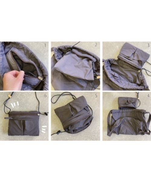 EARTH MADE（アースメイド）の「パッカブル2WAY TOTE/サコッシュ（ショルダーバッグ・レディース・ブラック/ブラウン・FREE）」の6枚目の写真