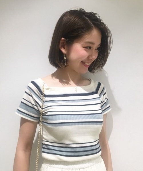 Chico（チコ）の「レース・ボーダー半袖プルオーバー（Tシャツ/カットソー・レディース・アイボリー/ホワイト系その他/ピンク系その他・FREE）」の2枚目の写真