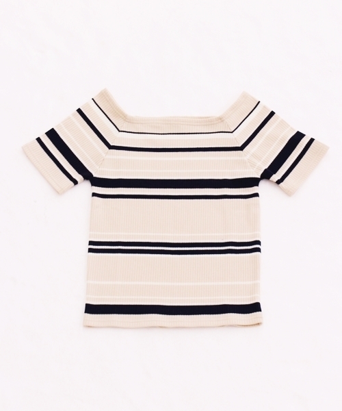 Chico（チコ）の「レース・ボーダー半袖プルオーバー（Tシャツ/カットソー・レディース・アイボリー/ホワイト系その他/ピンク系その他・FREE）」の3枚目の写真